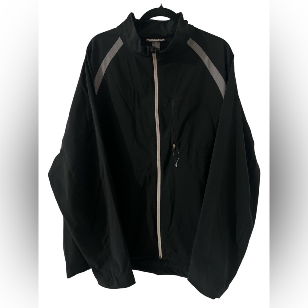 Fitness Gear -Men's Black Windbreaker Jacket with Reflective Stripes Sz/ XXL